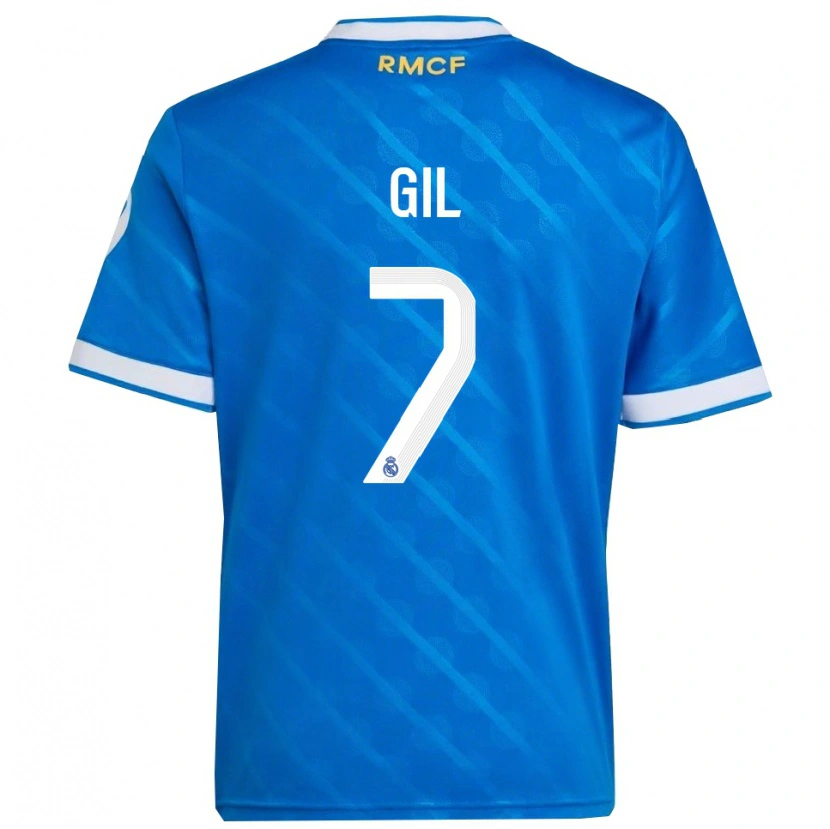Danxen Homme Maillot Iker Gil #7 Bleu Blanc Troisieme 2025/26 T-Shirt