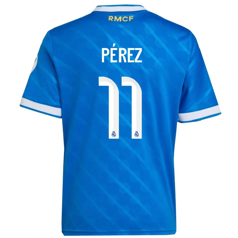 Danxen Homme Maillot Adrián Pérez #11 Bleu Blanc Troisieme 2025/26 T-Shirt