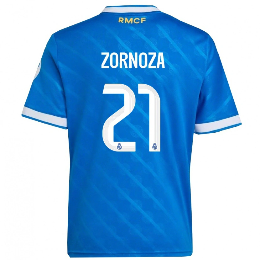 Danxen Homme Maillot Claudia Zornoza #21 Bleu Blanc Troisieme 2025/26 T-Shirt
