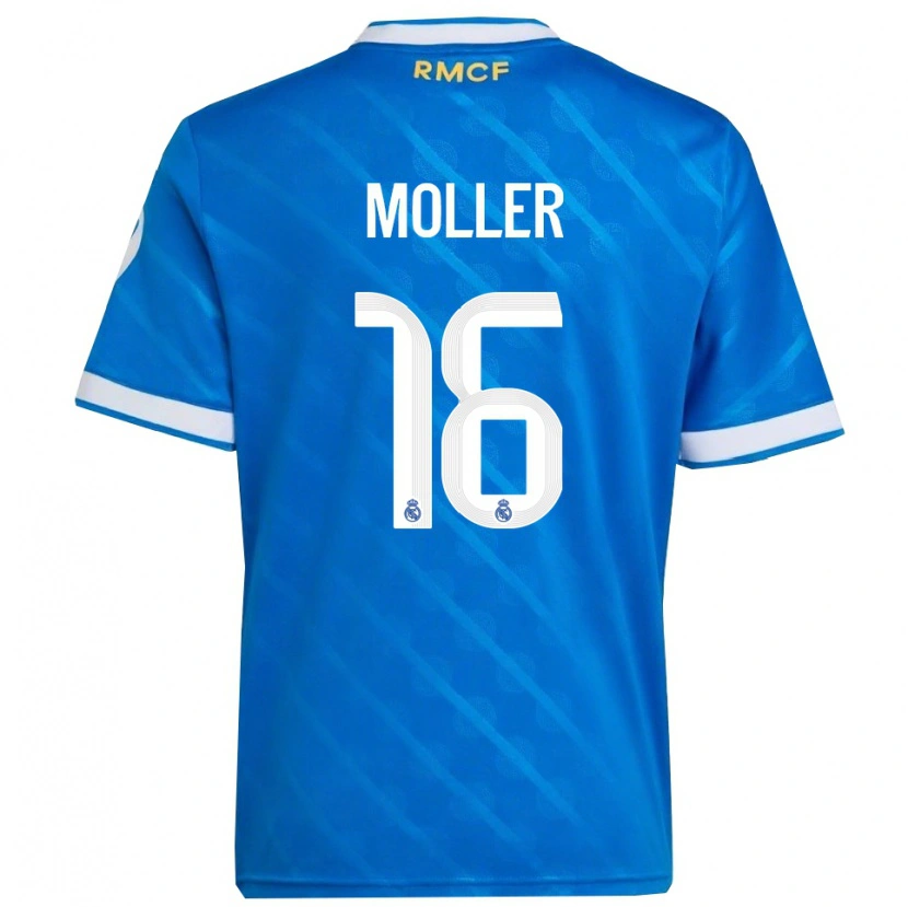 Danxen Homme Maillot Caroline Moller #16 Bleu Blanc Troisieme 2025/26 T-Shirt