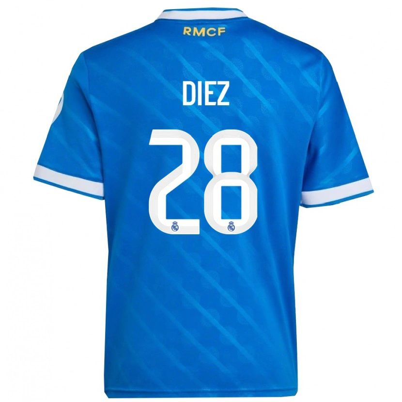 Danxen Homme Maillot Carlos Diez #28 Bleu Blanc Troisieme 2025/26 T-Shirt