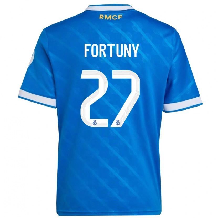 Danxen Homme Maillot Pol Fortuny #27 Bleu Blanc Troisieme 2025/26 T-Shirt