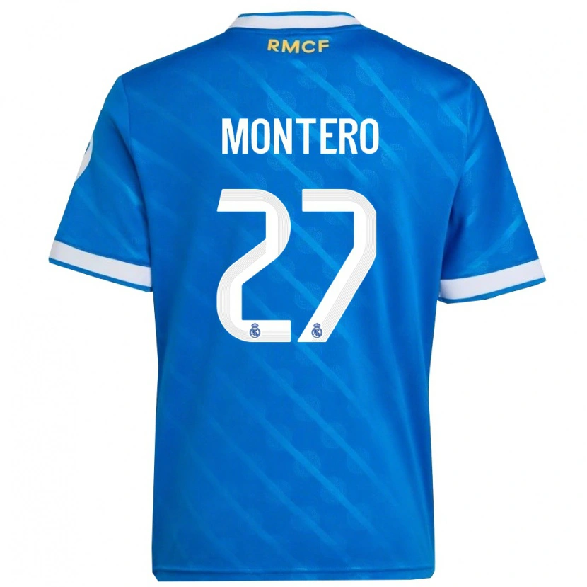 Danxen Homme Maillot Pablo Montero #27 Bleu Blanc Troisieme 2025/26 T-Shirt
