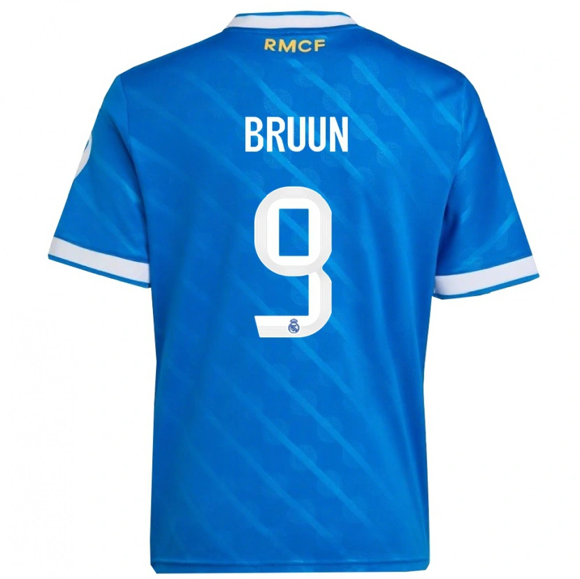 Danxen Homme Maillot Signe Bruun #9 Bleu Blanc Troisieme 2025/26 T-Shirt