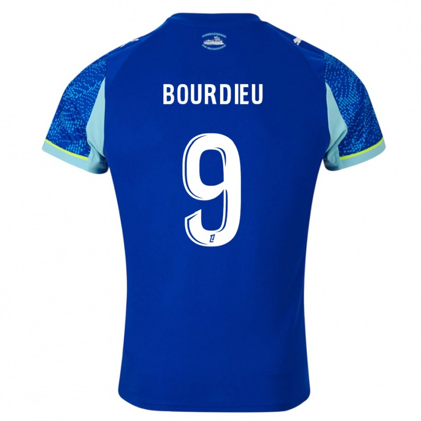 Danxen Homme Maillot Mathilde Bourdieu #9 Bleu Ciel Blanc Troisieme 2025/26 T-Shirt