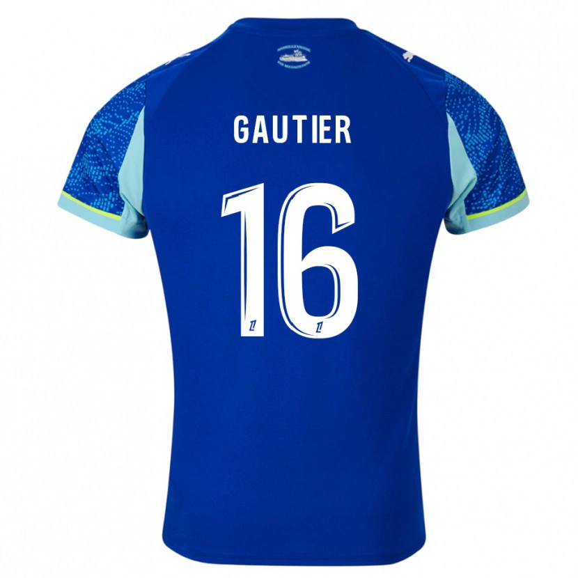 Danxen Homme Maillot Elisa Gautier #16 Bleu Ciel Blanc Troisieme 2025/26 T-Shirt