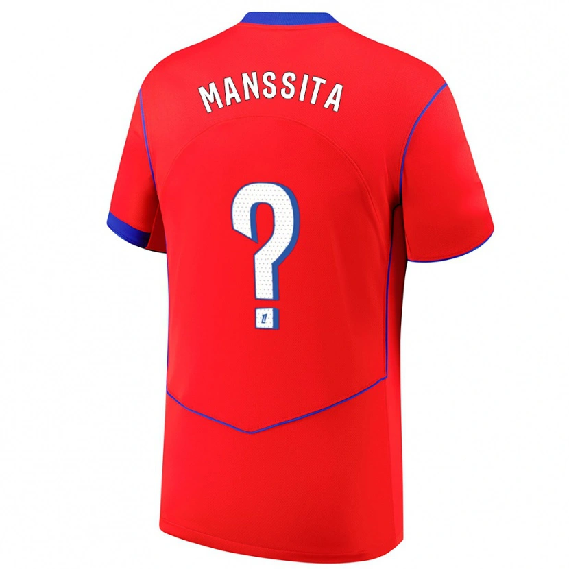 Danxen Homme Maillot Manssita Traore #0 Rouge Bleu Blanc Troisieme 2025/26 T-Shirt