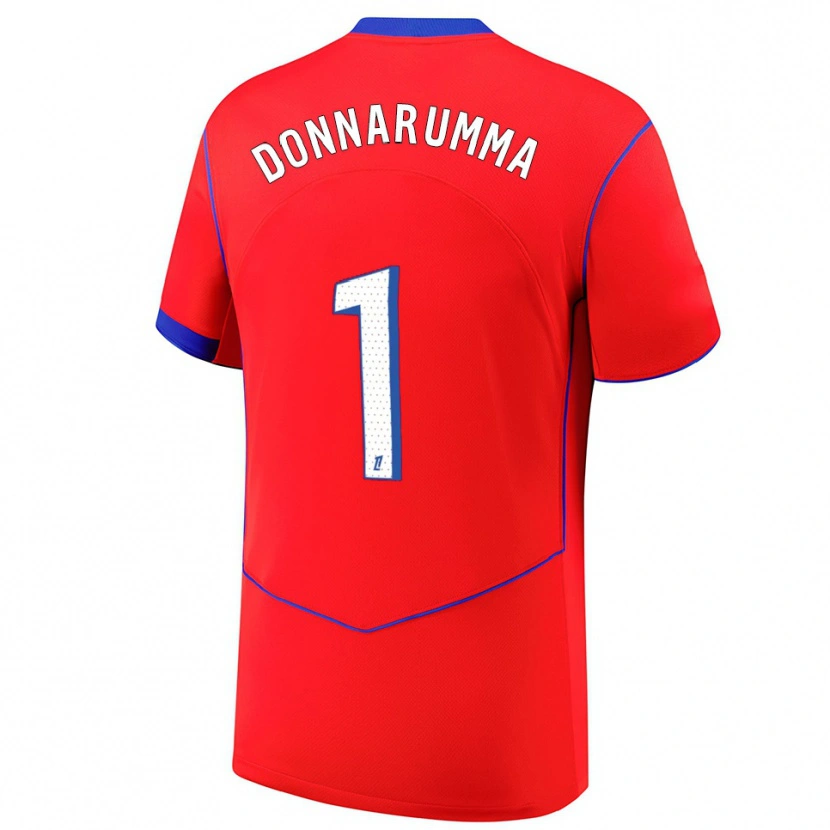 Danxen Homme Maillot Gianluigi Donnarumma #1 Rouge Bleu Blanc Troisieme 2025/26 T-Shirt