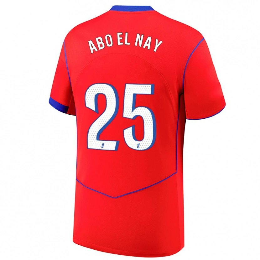 Danxen Homme Maillot Rayan Abo El Nay #25 Rouge Bleu Blanc Troisieme 2025/26 T-Shirt