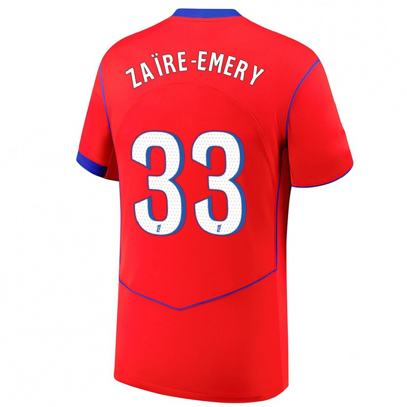 Danxen Homme Maillot Warren Zaïre-Emery #33 Rouge Bleu Blanc Troisieme 2025/26 T-Shirt