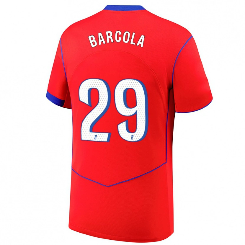 Danxen Homme Maillot Bradley Barcola #29 Rouge Bleu Blanc Troisieme 2025/26 T-Shirt