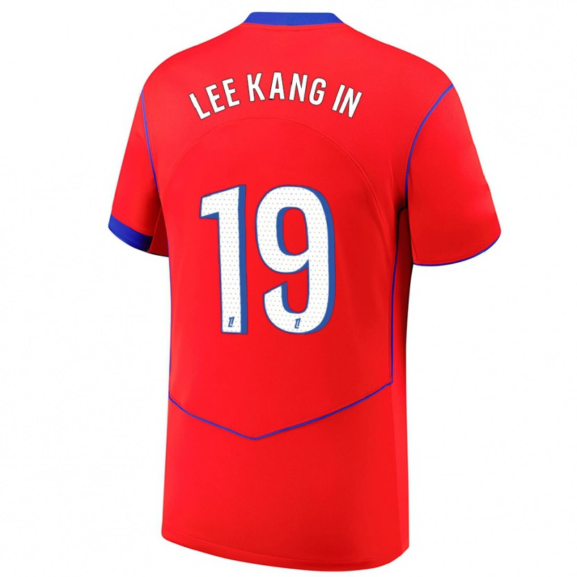 Danxen Homme Maillot Kang-In Lee #19 Rouge Bleu Blanc Troisieme 2025/26 T-Shirt