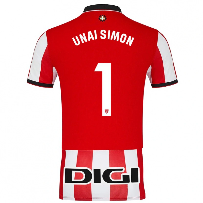 Danxen Femme Maillot Unai Simón #1 Rouge Blanc Tenues Domicile 2025/26 T-Shirt