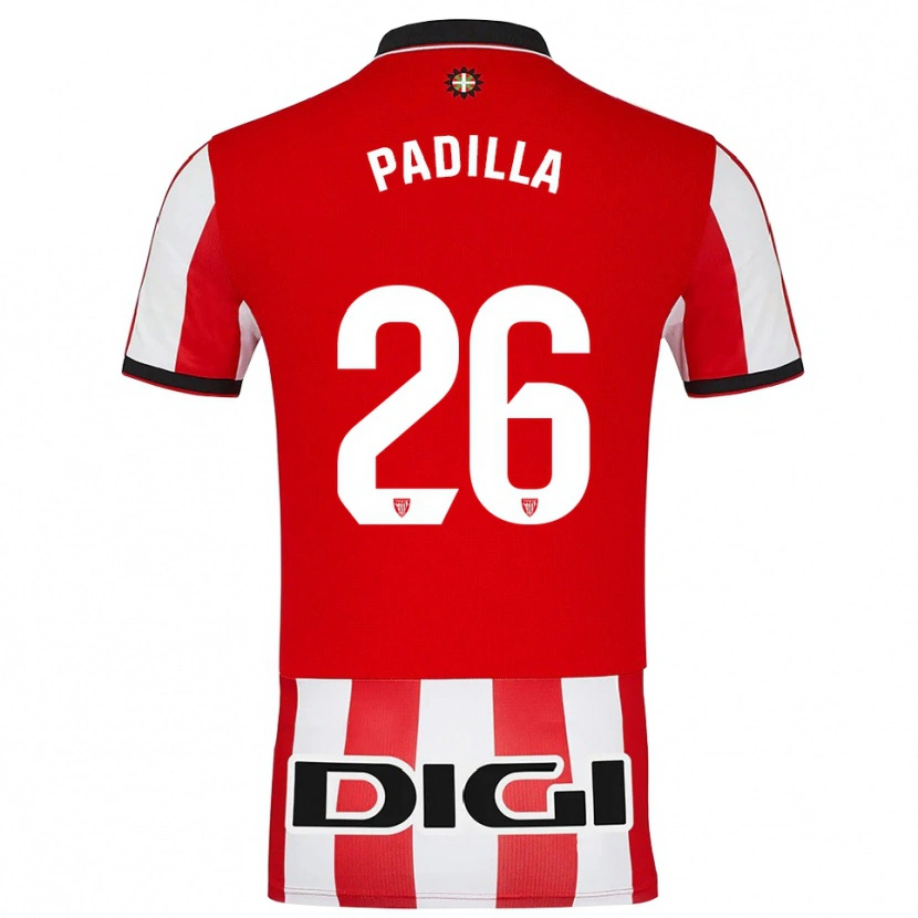 Danxen Femme Maillot Álex Padilla #26 Rouge Blanc Tenues Domicile 2025/26 T-Shirt