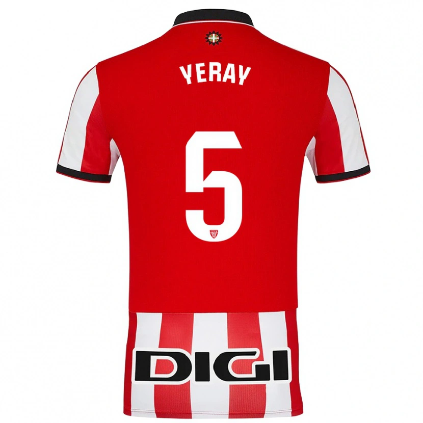 Danxen Femme Maillot Yeray Álvarez #5 Rouge Blanc Tenues Domicile 2025/26 T-Shirt