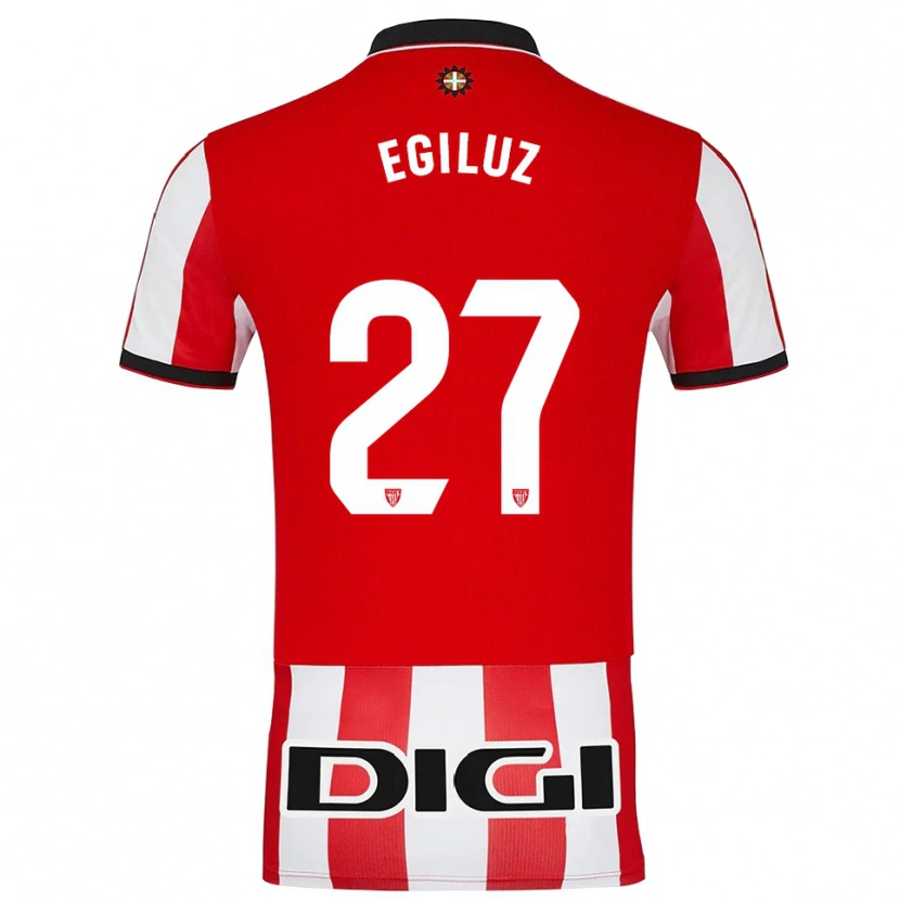 Danxen Femme Maillot Unai Egiluz #27 Rouge Blanc Tenues Domicile 2025/26 T-Shirt