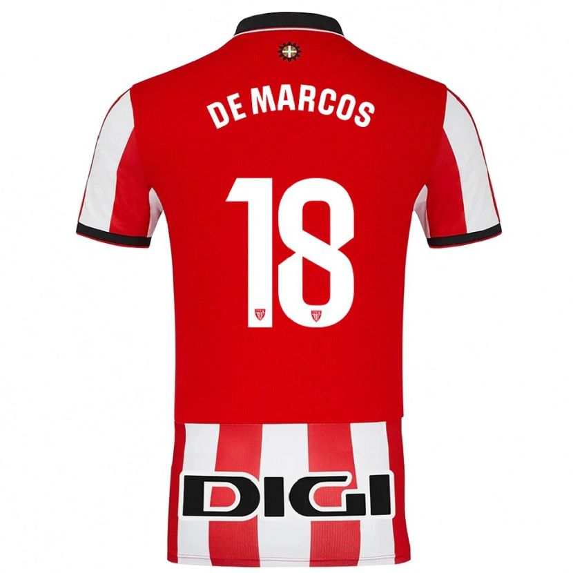 Danxen Femme Maillot Oscar De Marcos #18 Rouge Blanc Tenues Domicile 2025/26 T-Shirt