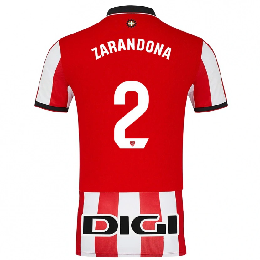 Danxen Femme Maillot Telmo Zarandona #2 Rouge Blanc Tenues Domicile 2025/26 T-Shirt