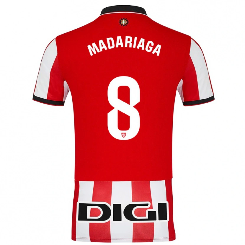 Danxen Femme Maillot Joan Madariaga #8 Rouge Blanc Tenues Domicile 2025/26 T-Shirt