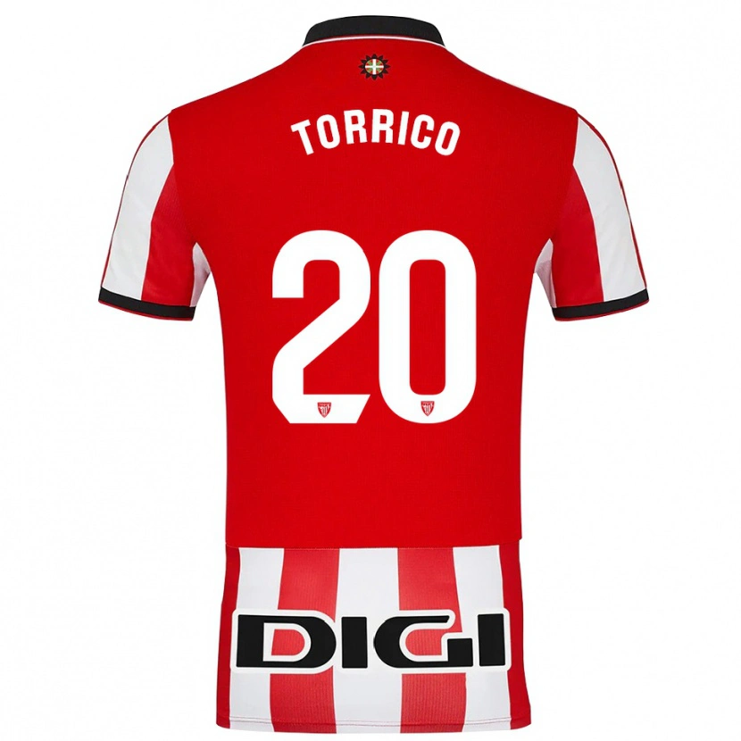 Danxen Femme Maillot Aitor Torrico #20 Rouge Blanc Tenues Domicile 2025/26 T-Shirt