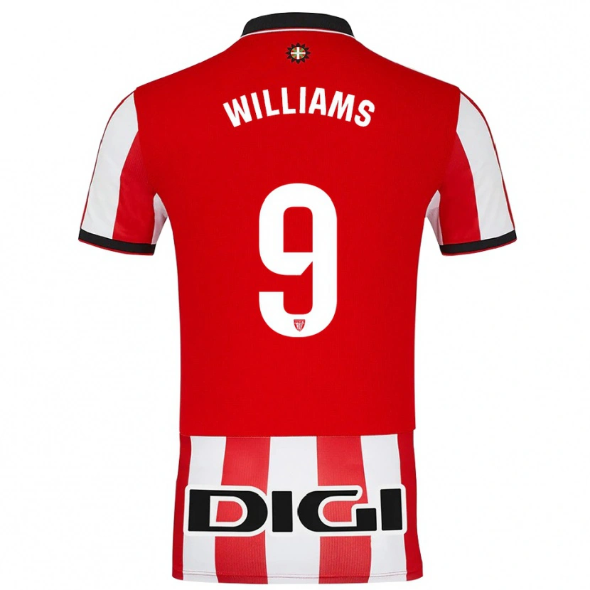 Danxen Femme Maillot Iñaki Williams #9 Rouge Blanc Tenues Domicile 2025/26 T-Shirt