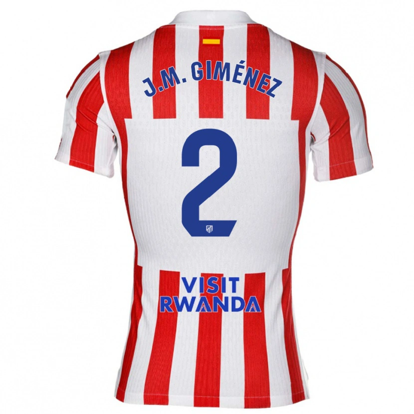 Danxen Femme Maillot José María Giménez #2 Rouge Blanc Tenues Domicile 2025/26 T-Shirt