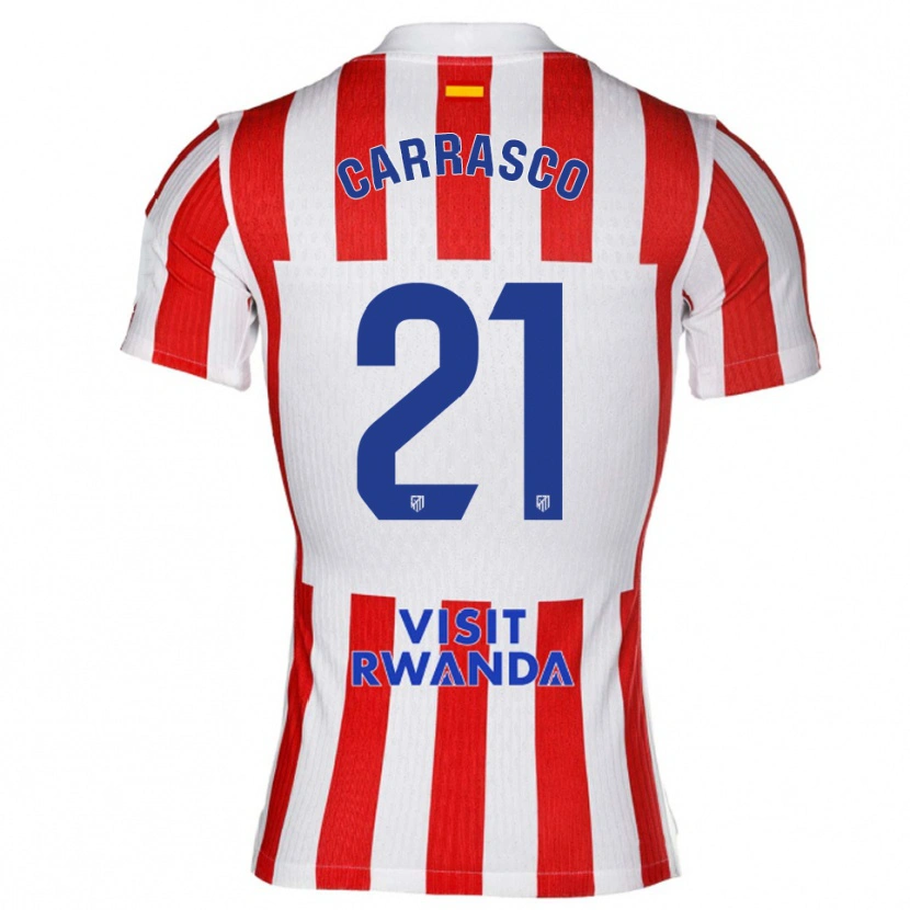 Danxen Femme Maillot Yannick Carrasco #21 Rouge Blanc Tenues Domicile 2025/26 T-Shirt