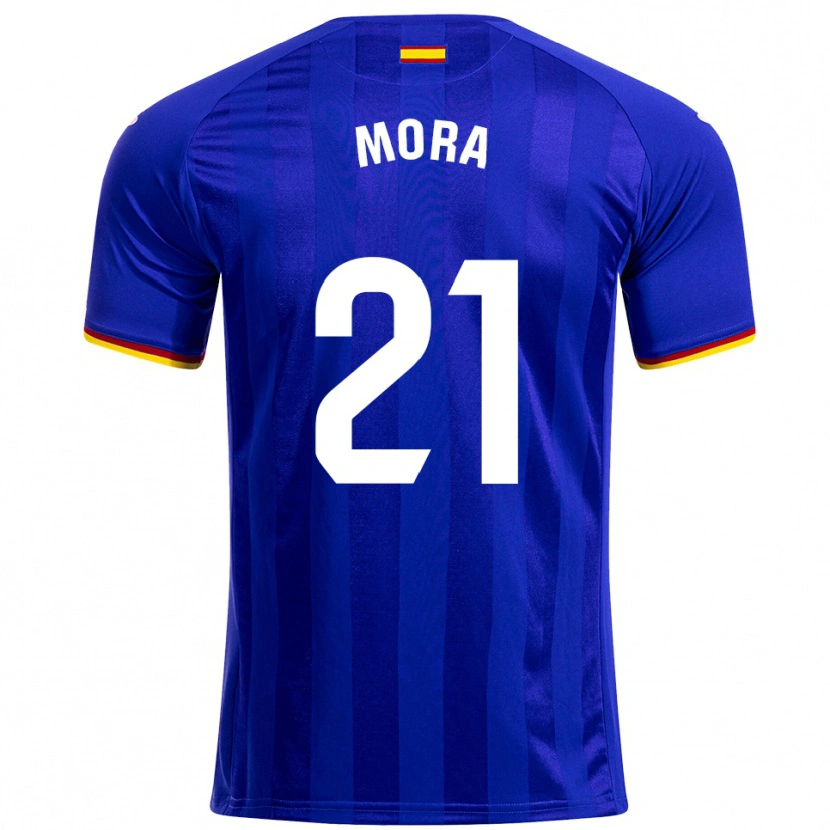 Danxen Femme Maillot Adrià Mora #21 Bleu Rouge Jaune Tenues Domicile 2025/26 T-Shirt