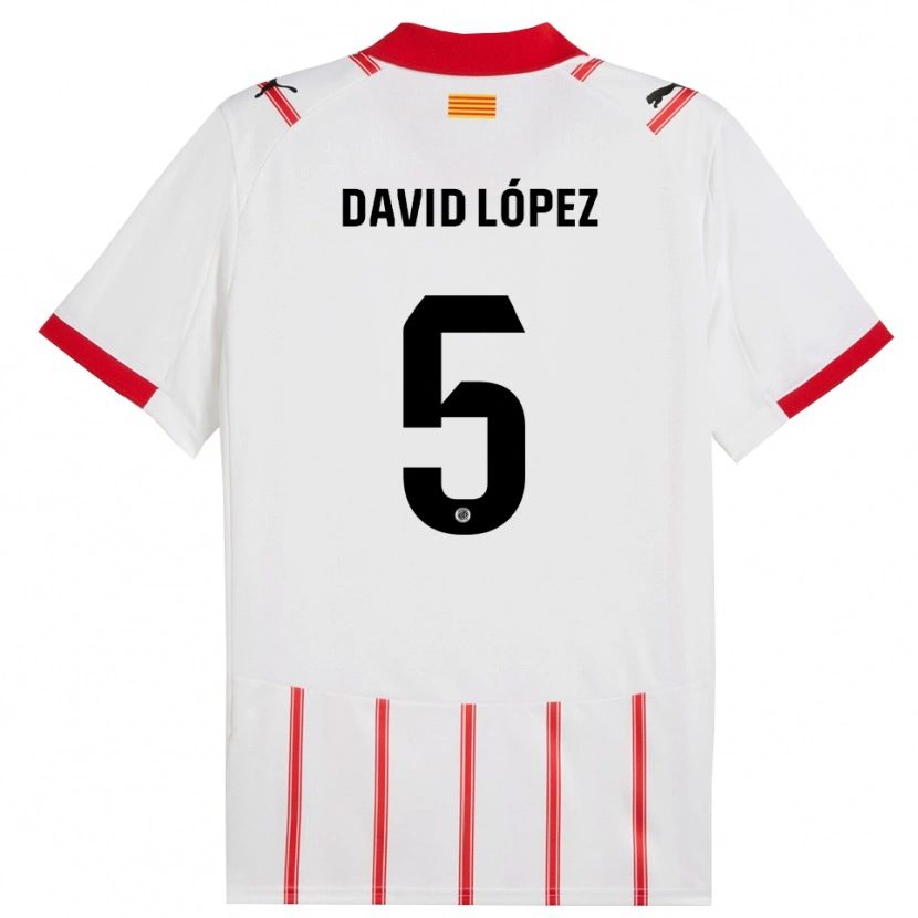 Danxen Femme Maillot David López #5 Blanc Rouge Tenues Domicile 2025/26 T-Shirt