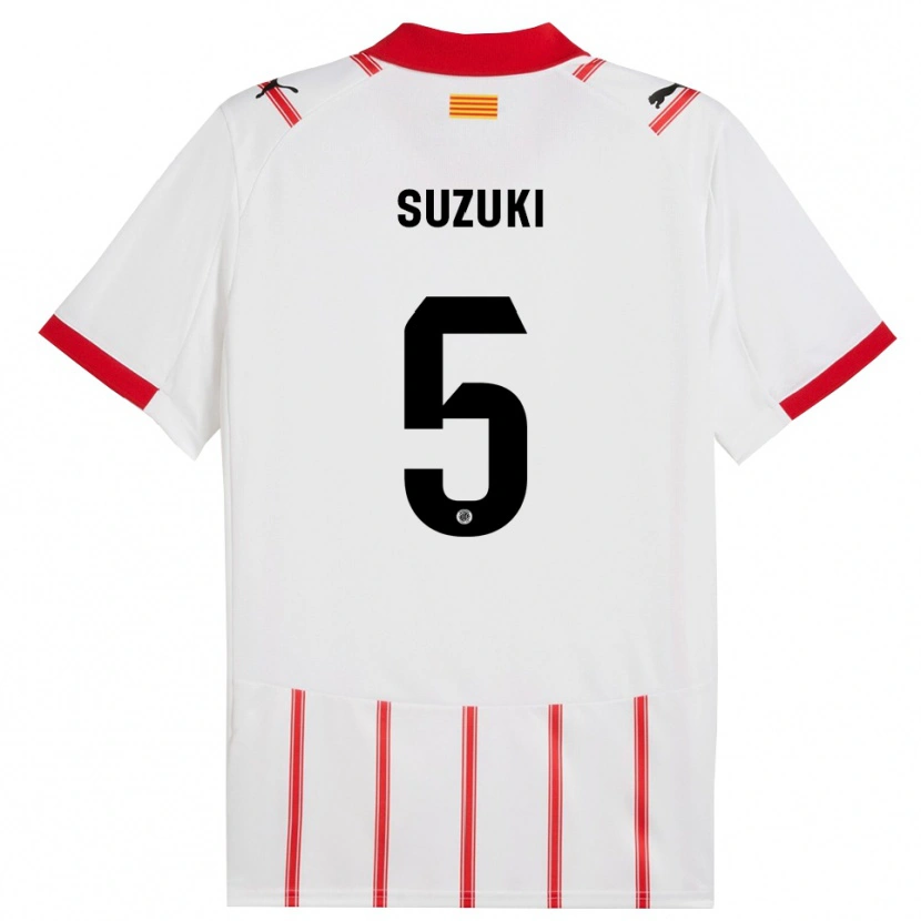 Danxen Femme Maillot Wadi Ibrahim Suzuki #5 Blanc Rouge Tenues Domicile 2025/26 T-Shirt