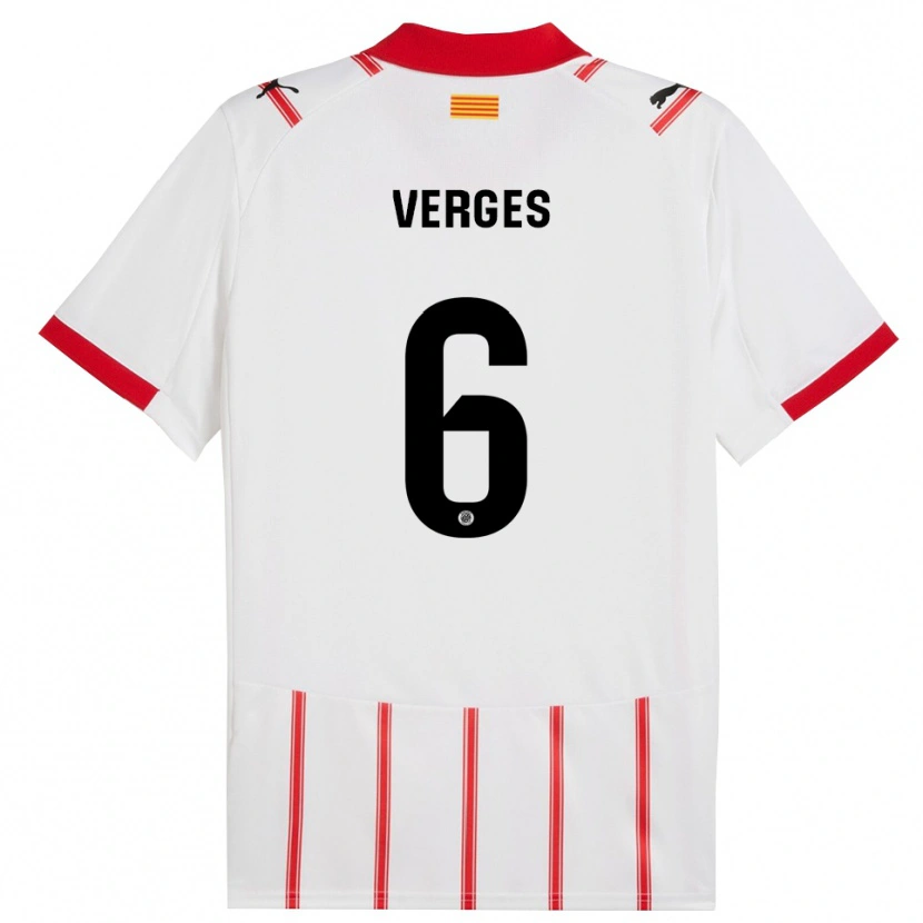 Danxen Femme Maillot Mar Vergés #6 Blanc Rouge Tenues Domicile 2025/26 T-Shirt