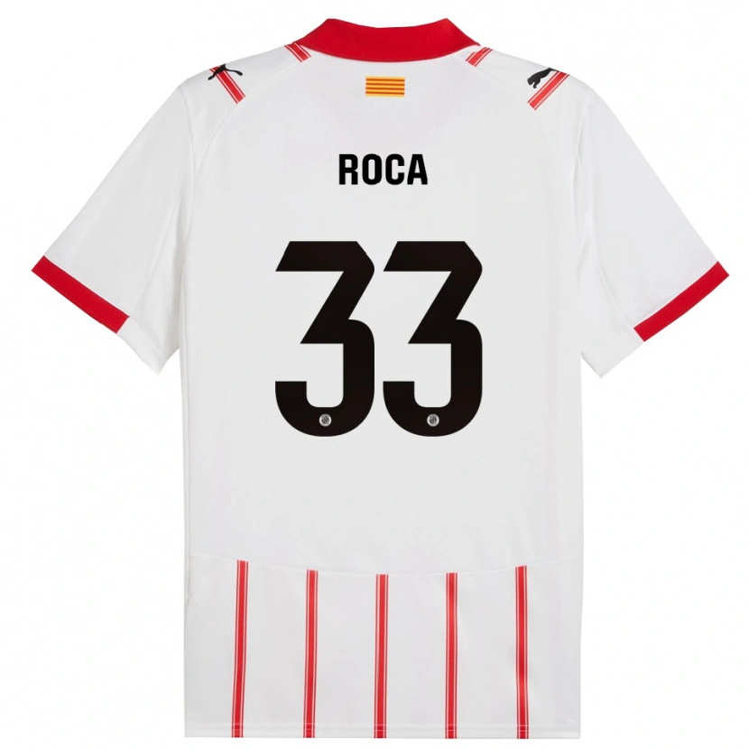 Danxen Femme Maillot Joel Roca #33 Blanc Rouge Tenues Domicile 2025/26 T-Shirt