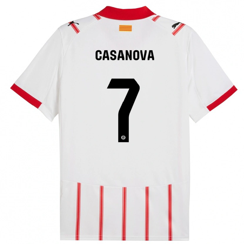 Danxen Femme Maillot Àstrid Casanova #7 Blanc Rouge Tenues Domicile 2025/26 T-Shirt