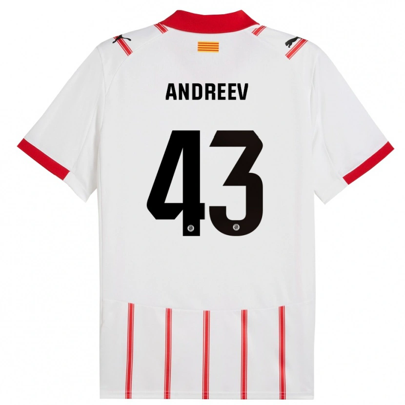 Danxen Femme Maillot Aleksandar Andreev #43 Blanc Rouge Tenues Domicile 2025/26 T-Shirt