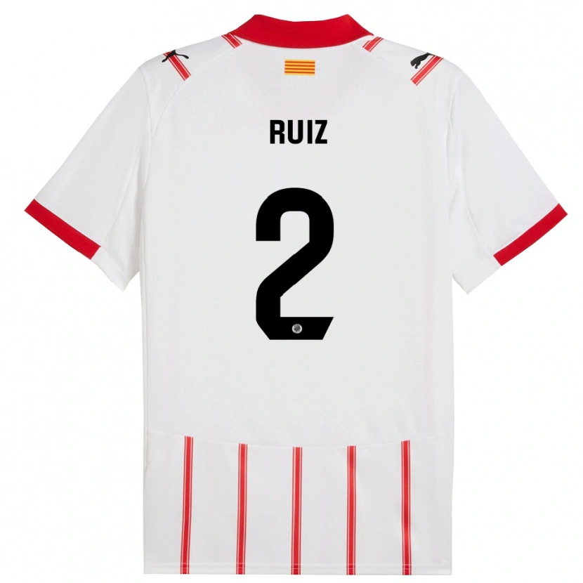 Danxen Femme Maillot Ferran Ruiz #2 Blanc Rouge Tenues Domicile 2025/26 T-Shirt