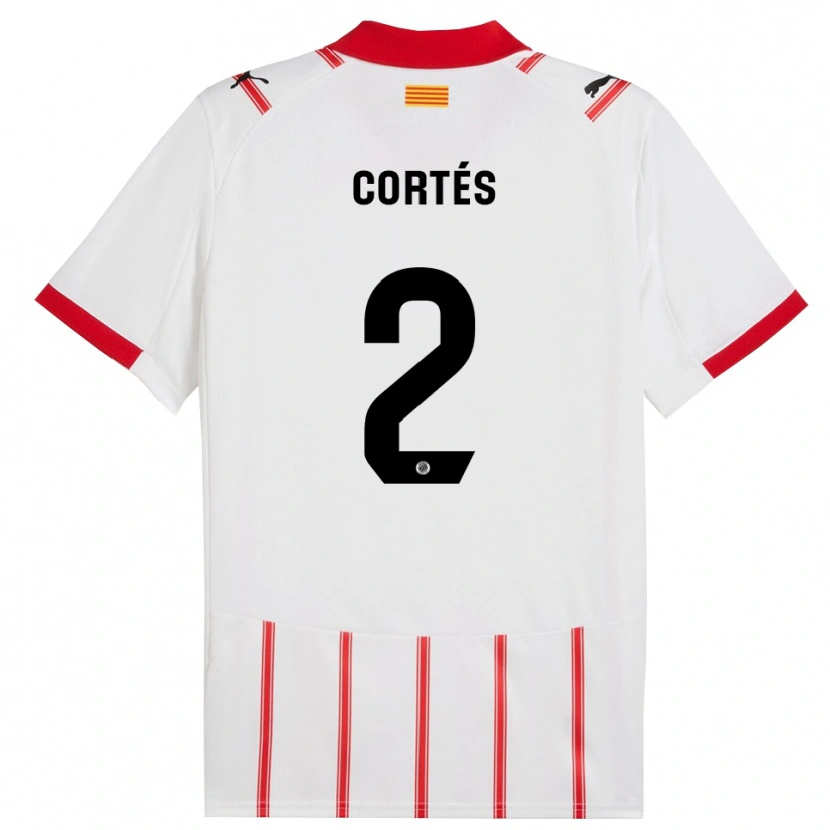 Danxen Femme Maillot Sergio Cortés #2 Blanc Rouge Tenues Domicile 2025/26 T-Shirt