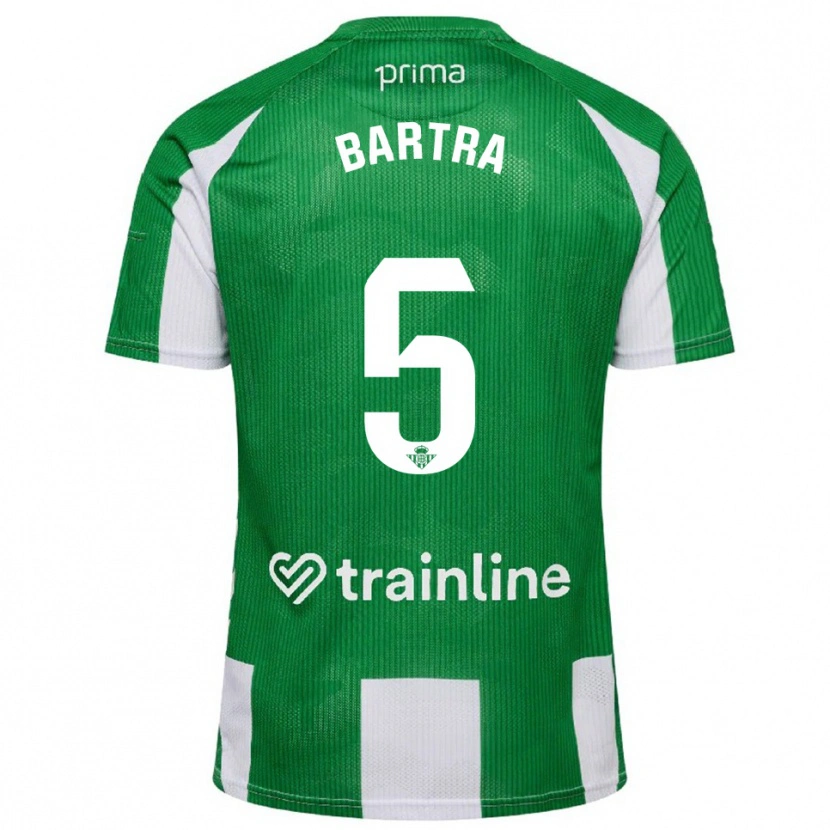 Danxen Femme Maillot Marc Bartra #5 Vert Blanc Tenues Domicile 2025/26 T-Shirt