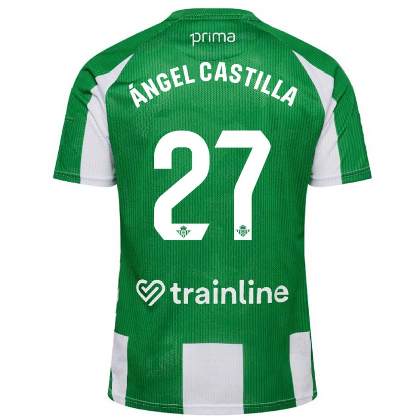 Danxen Femme Maillot Miguel Ángel Castilla #27 Vert Blanc Tenues Domicile 2025/26 T-Shirt