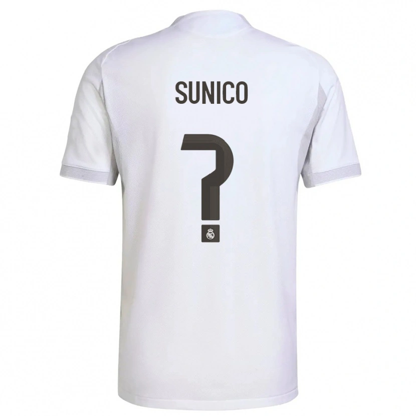 Danxen Femme Maillot Guillermo Sunico #0 Blanc Jaune Tenues Domicile 2025/26 T-Shirt
