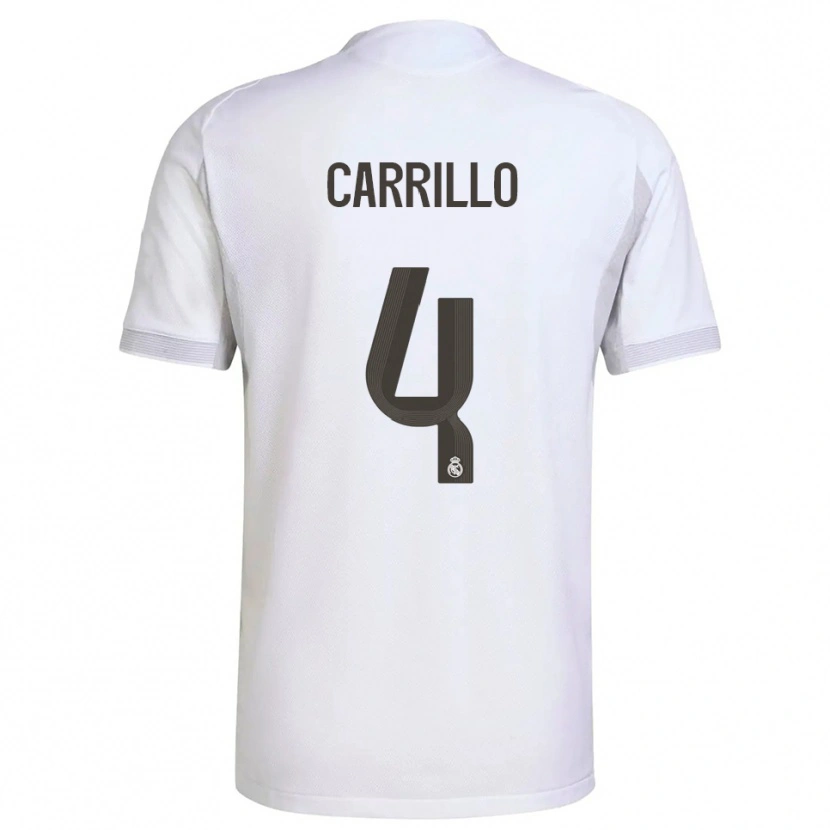 Danxen Femme Maillot Alvaro Carrillo #4 Blanc Jaune Tenues Domicile 2025/26 T-Shirt