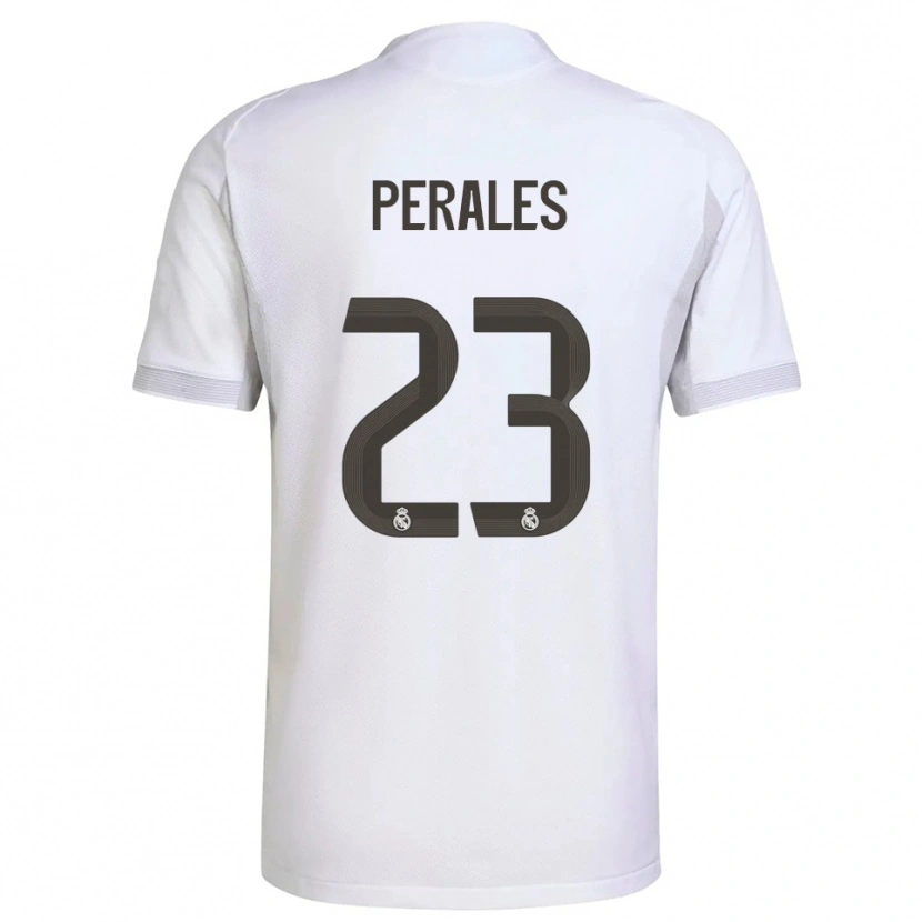 Danxen Femme Maillot Miguel Perales #23 Blanc Jaune Tenues Domicile 2025/26 T-Shirt