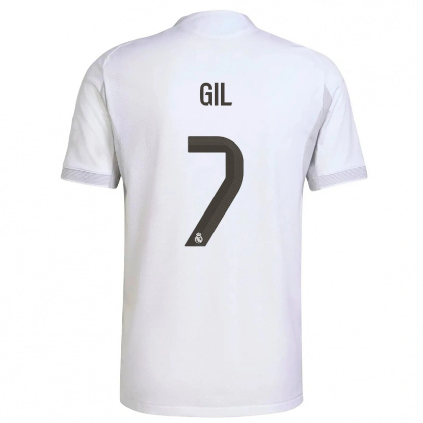 Danxen Femme Maillot Iker Gil #7 Blanc Jaune Tenues Domicile 2025/26 T-Shirt