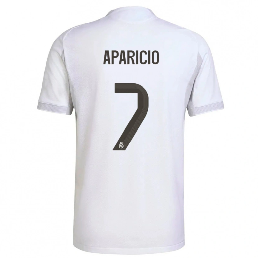 Danxen Femme Maillot Esteban Aparicio #7 Blanc Jaune Tenues Domicile 2025/26 T-Shirt