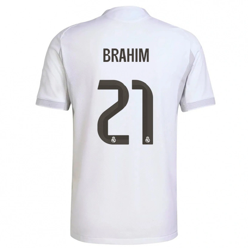 Danxen Femme Maillot Brahim Díaz #21 Blanc Jaune Tenues Domicile 2025/26 T-Shirt