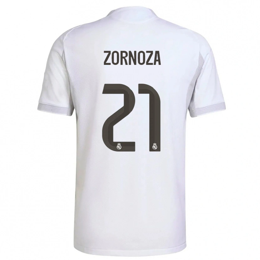 Danxen Femme Maillot Claudia Zornoza #21 Blanc Jaune Tenues Domicile 2025/26 T-Shirt
