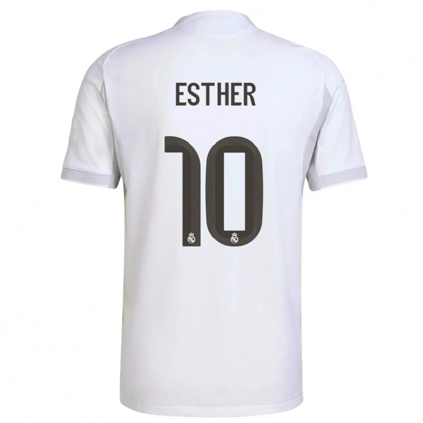 Danxen Femme Maillot Esther Gonzalez #10 Blanc Jaune Tenues Domicile 2025/26 T-Shirt