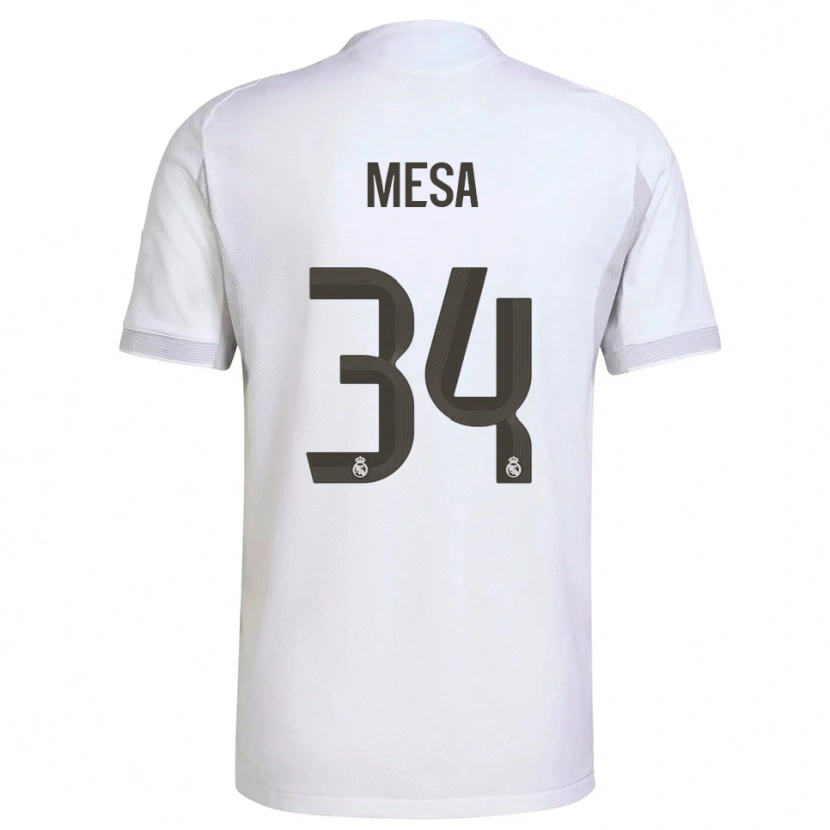 Danxen Femme Maillot Óscar Mesa #34 Blanc Jaune Tenues Domicile 2025/26 T-Shirt