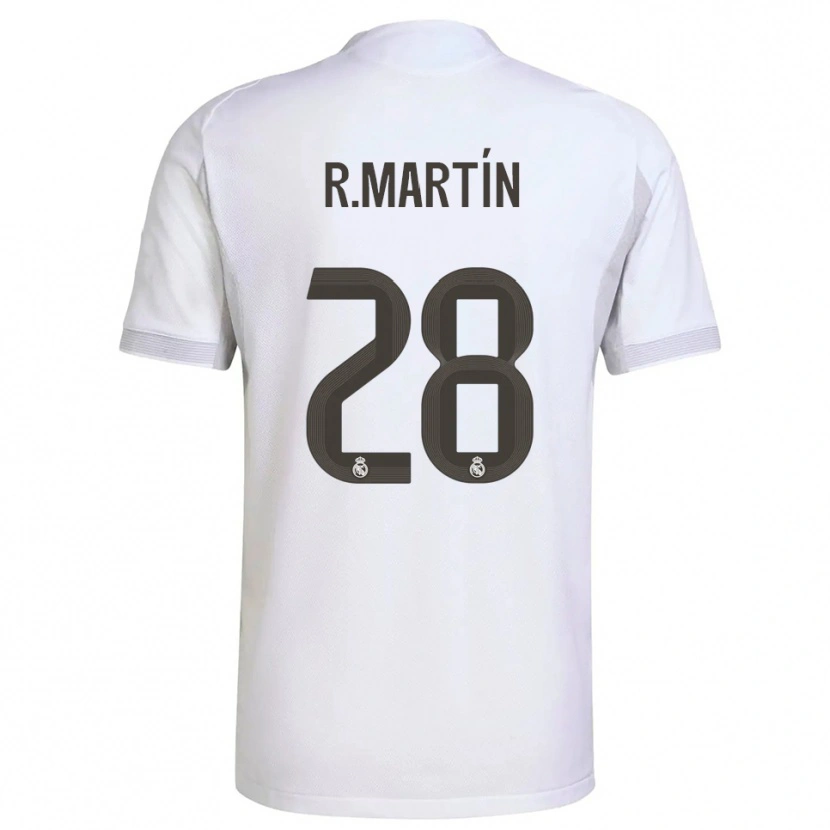 Danxen Femme Maillot Roberto Martín #28 Blanc Jaune Tenues Domicile 2025/26 T-Shirt