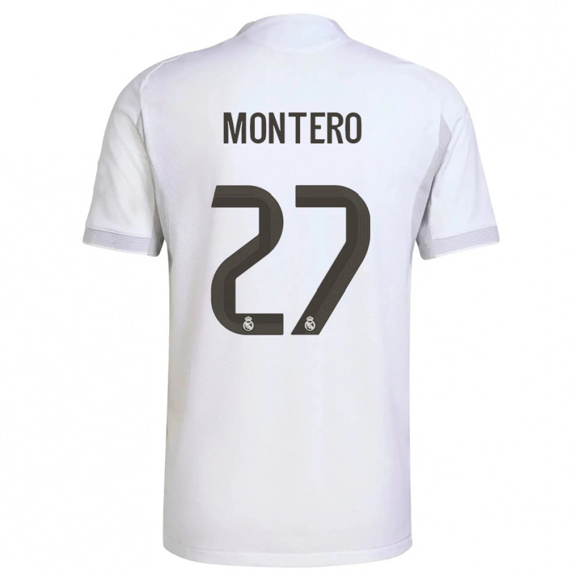 Danxen Femme Maillot Pablo Montero #27 Blanc Jaune Tenues Domicile 2025/26 T-Shirt