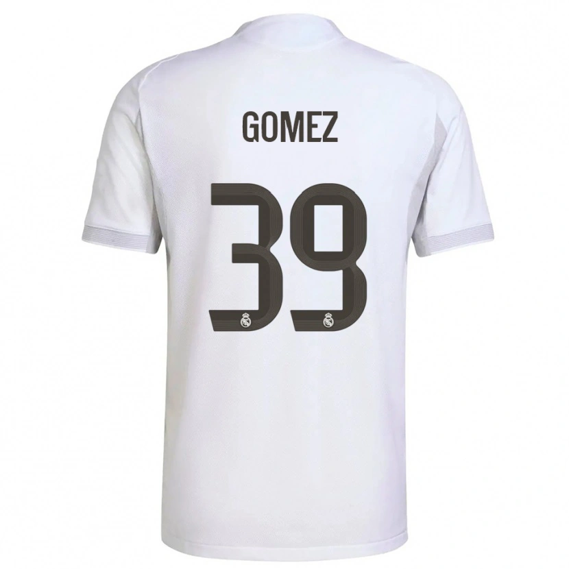 Danxen Femme Maillot Eric Gómez #39 Blanc Jaune Tenues Domicile 2025/26 T-Shirt